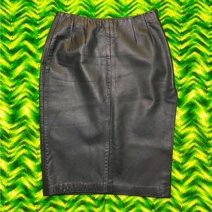 Vintage Black Leather Pencil Skirt 6